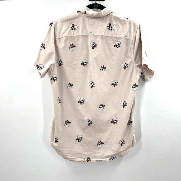 Hollister Epic Flex Casual Button Up Collared Short Sleeve Skulls Roses Medium - Picture 2 of 7